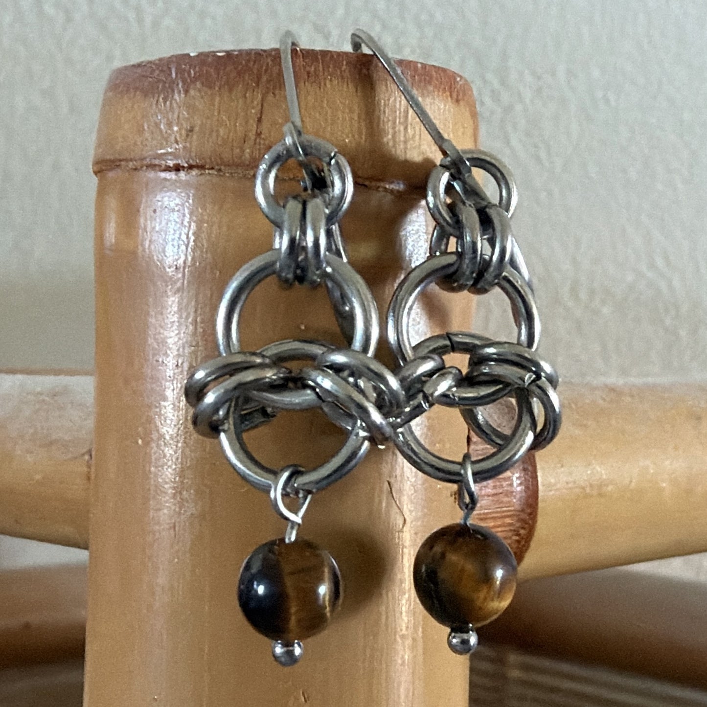 TIGERS EYE CHAINMAILLE EARRINGS