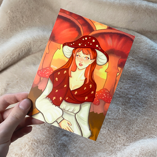 Melia the Mushroom Elf A6 Print