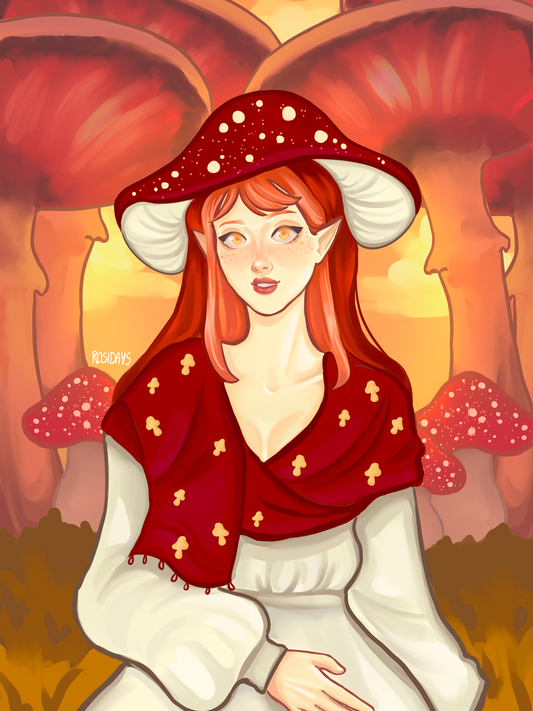 Melia the Mushroom Elf A6 Print
